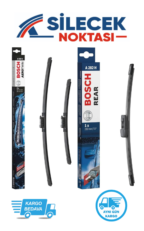Audi A1 (2010-2018) Ön & Arka Takım Silecek Bosch Aerotwin
