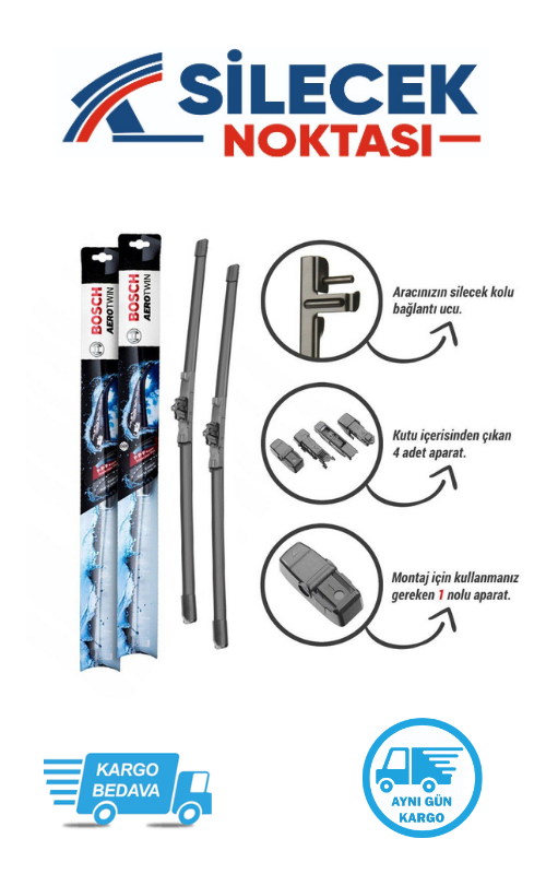 Audi A3 (2005-2012) Ön Silecek Takımı Bosch Aerotwin Plus (600-475mm)
