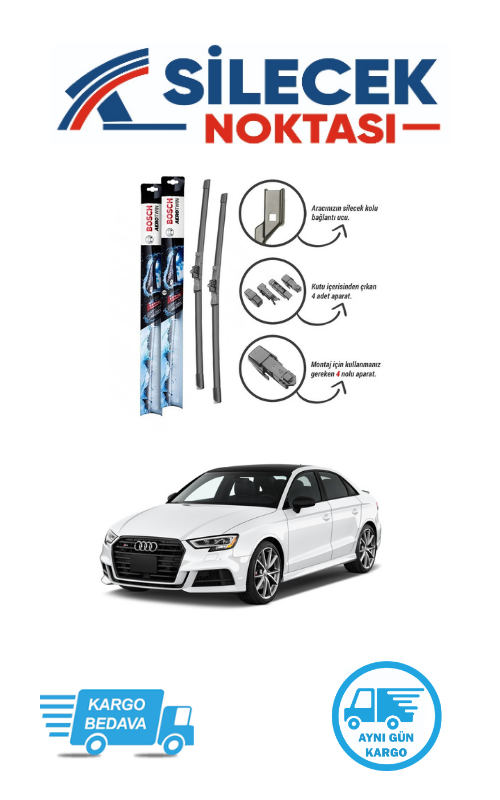 Audi A3 (2013-2020) Ön Silecek Takımı Bosch  Aerotwin Plus (650-450mm)