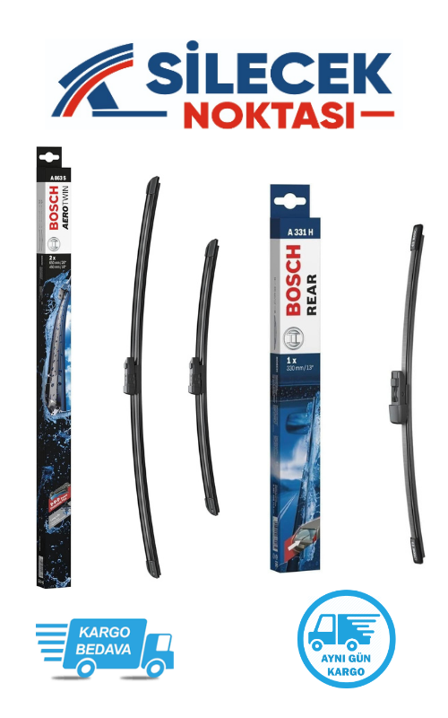 Audi A3 (2013-2020) Ön & Arka Takım Silecek Bosch Aerotwin