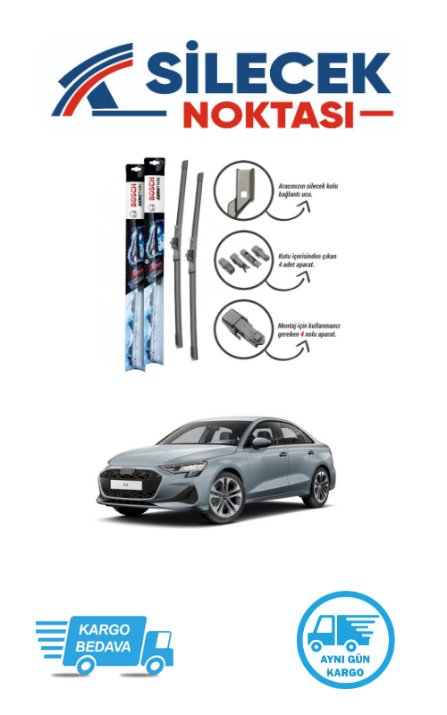 Audi A3 (2021-2025) Ön Silecek Takımı Bosch  Aerotwin Plus X (650-475mm)