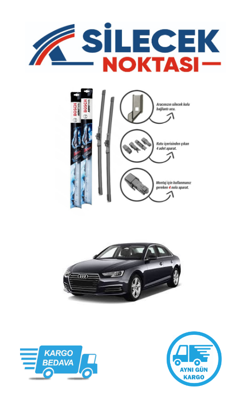 Audi A4 (2009-2024) Ön Silecek Takımı Bosch  Aerotwin Plus (600-500mm)