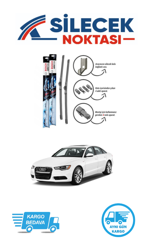 Audi A6 (2011-2018) Ön Silecek Takımı Bosch  Aerotwin Plus (650-530mm)
