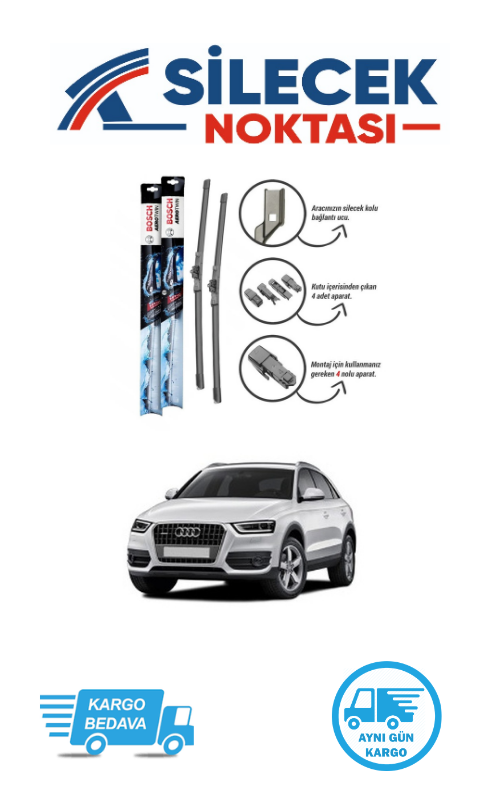 Audi Q3 (2011-2017) Ön Silecek Takımı Bosch  Aerotwin Plus (600-500mm)
