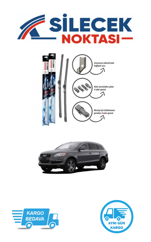Audi Q7 (2006-2014) Ön Silecek Takımı Bosch Aerotwin Plus (650-600mm)