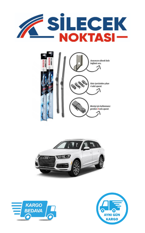 Audi Q7 (2015-2017) Ön Silecek Takımı Bosch  Aerotwin Plus (700-500mm)
