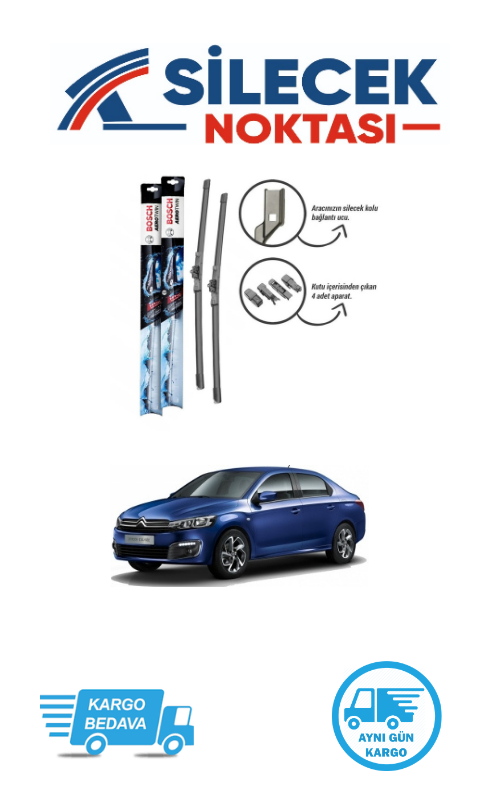 Citroen C-Elysee (2012-2024) Ön Silecek Takımı Bosch Aerotwin Plus (600-400mm)