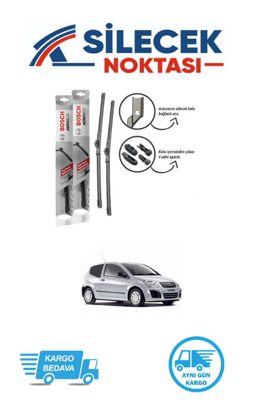 Citroen C2 (2003-2008) Ön Silecek Takımı Bosch Aeroeco Telli (600-450mm)