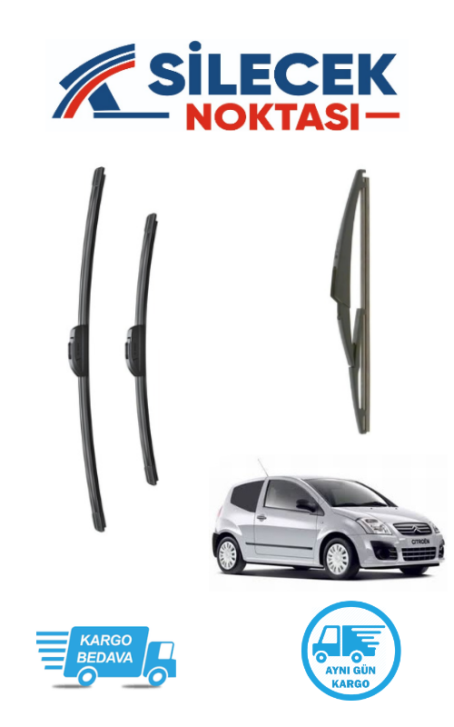 Citroen C2 (2003-2008) Ön & Arka Takım Silecek Bosch Aerotwin Plus