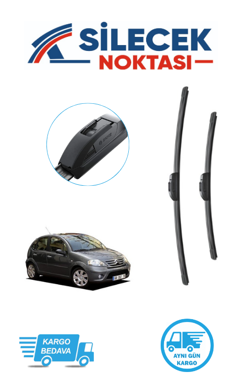 Citroen C3 (2002-2009) Ön Silecek Takımı Bosch Araca Özel Aerotwin AR291S