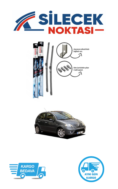 Citroen C3 (2002-2009) Ön Silecek Takımı Bosch Aerotwin Plus (600-450mm)