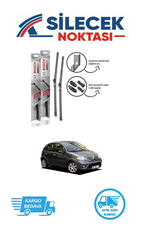 Citroen C3 (2002-2009) Ön Silecek Takımı Bosch Aeroeco Telli (600-450mm)