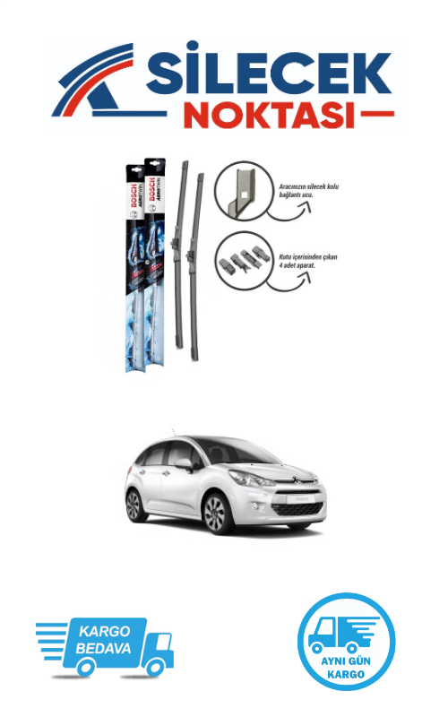 Citroen C3 (2010-2015) Ön Silecek Takımı Bosch Aerotwin Plus (650-400mm)
