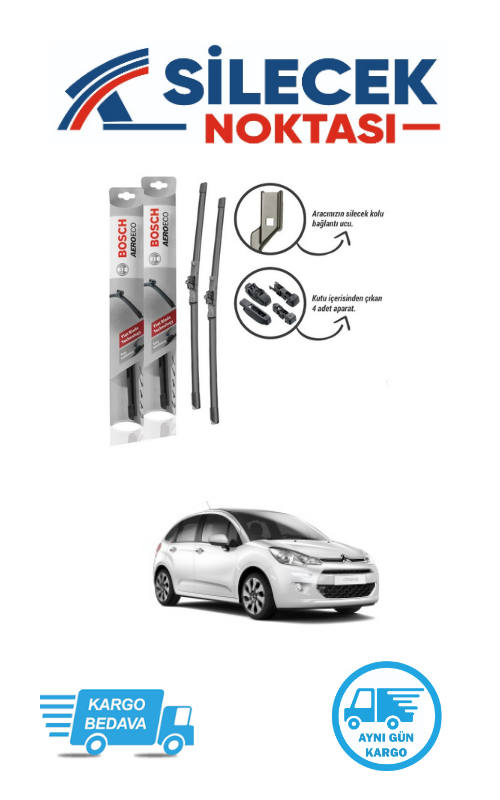 Citroen C3 (2010-2015) Ön Silecek Takımı Bosch Aeroeco Telli (650-400mm)
