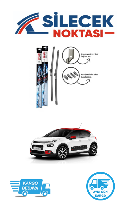 Citroen C3 (2017-2024) Ön Silecek Takımı Bosch Aerotwin Plus (650-400mm)
