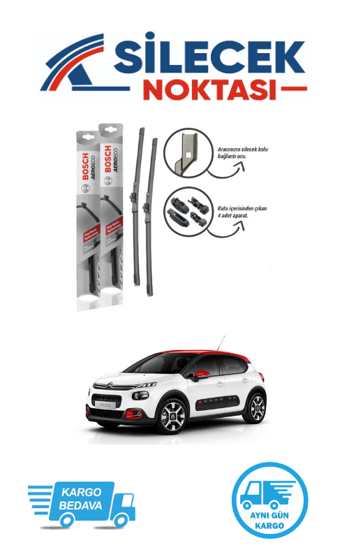Citroen C3 (2017-2024) Ön Silecek Takımı Bosch Aeroeco Telli (650-400mm)