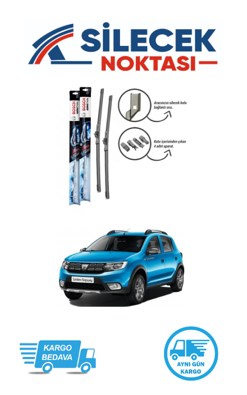 Dacia Sandero (2016-2020) Ön Silecek Takımı Bosch Aerotwin Plus (550-475mm)