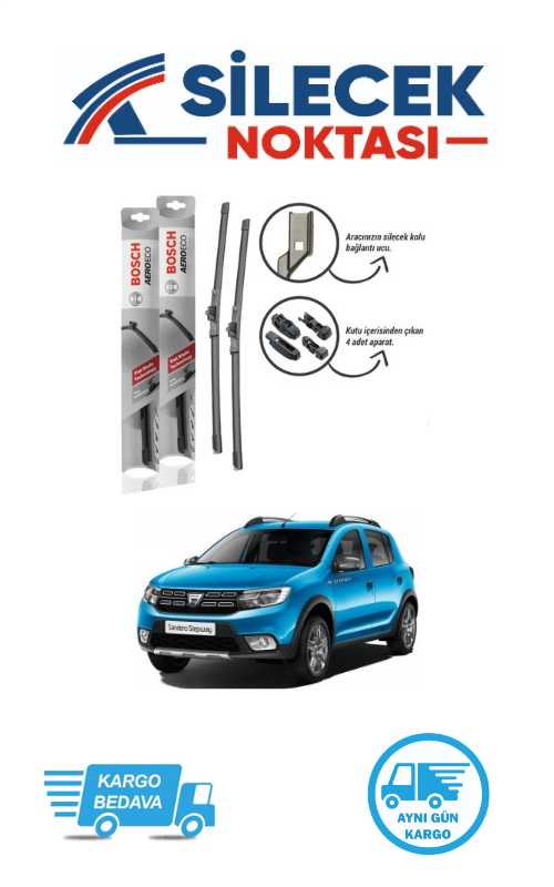 Dacia Sandero (2016-2020) Ön Silecek Takımı Bosch Aeroeco (550-475mm)