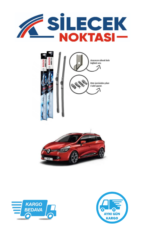 Renault Clio4 (2012-2019) Ön Silecek Takımı Bosch Aerotwin Plus (650-340mm)