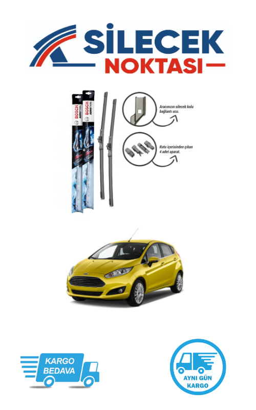 Ford Fiesta (2013-2017) Ön Silecek Takımı Bosch Aerotwin Plus (650-400mm)