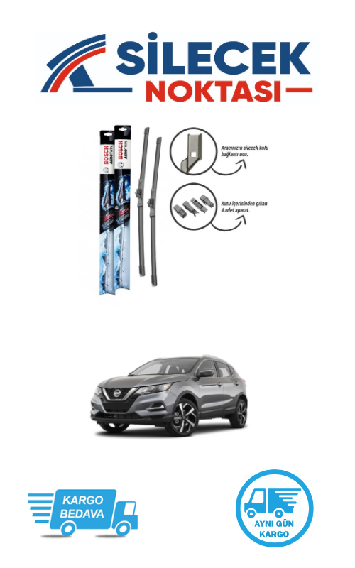 Nissan Qashqai (2022-2025) Ön Silecek Takımı Bosch Aerotwin Plus (650-450mm)