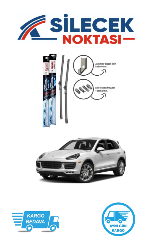 Porsche Cayenne (2007-2017) Ön Silecek Takımı Bosch Aerotwin Plus (650-650mm)