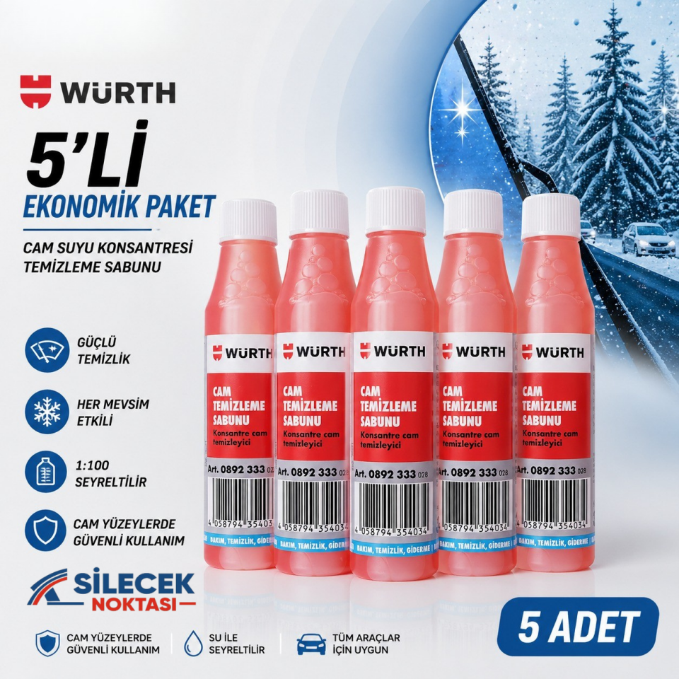 WÜRTH 32ML KONSANTRE CAM SUYU 5Lİ PAKET