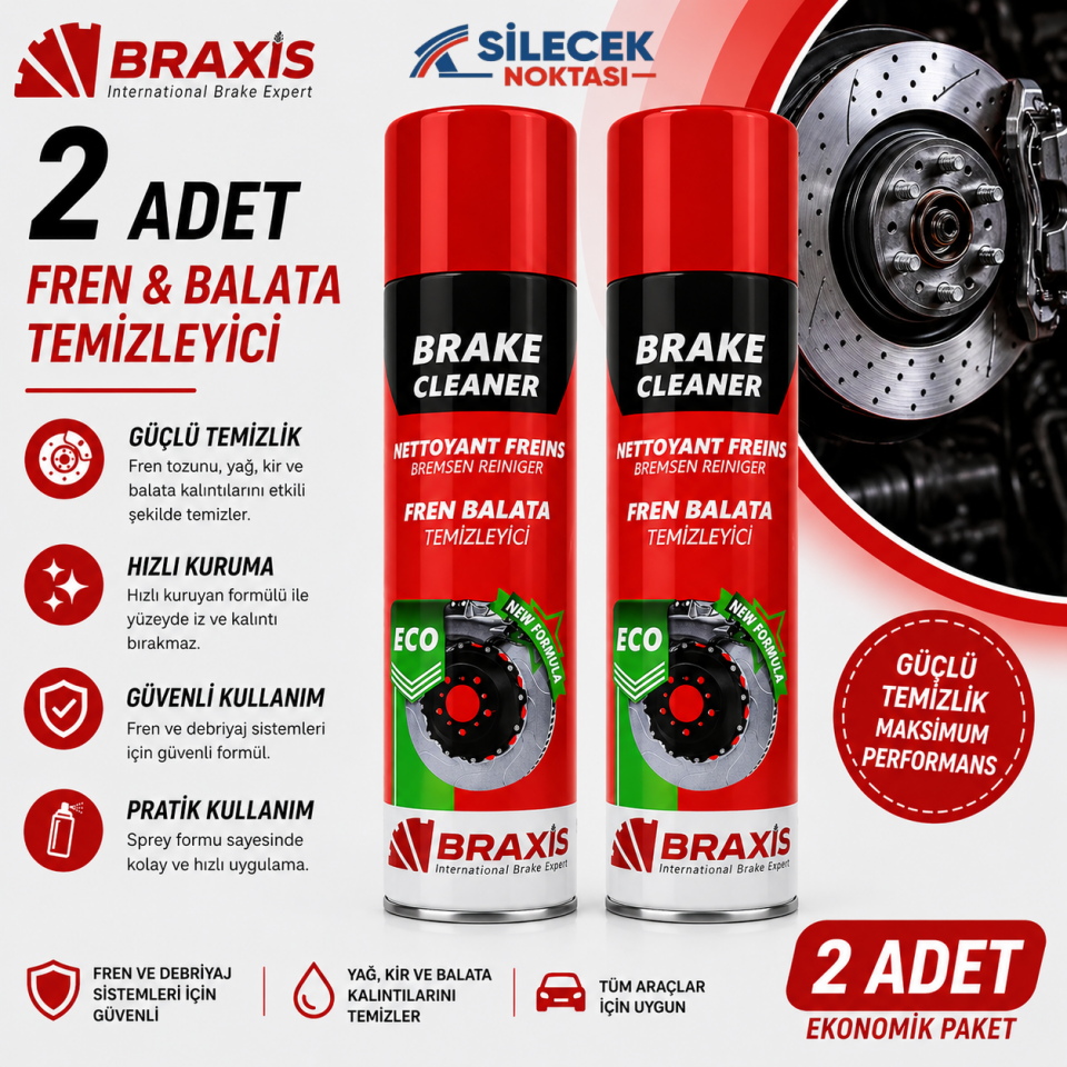 BRAXİS FREN BALATA TEMİZLEYİCİ SPREY 350 ML 2ADET