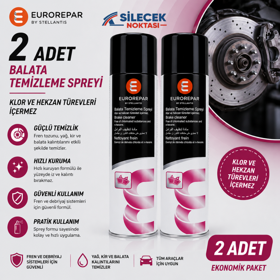 EUROREPAR FREN BALATA TEMİZLEYİCİ SPREY 500 ML 2ADET